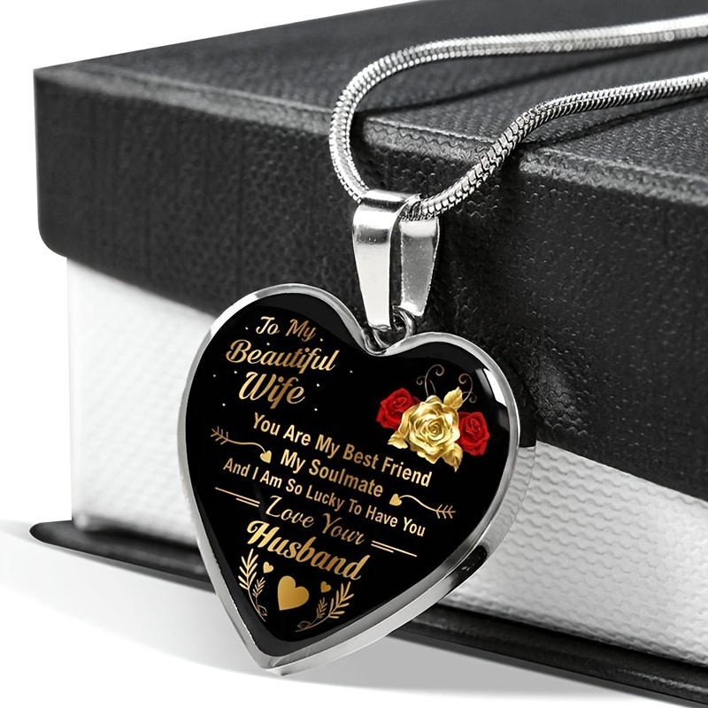 Heart Pendant Necklace To Wife Anniversary Birthday Gift